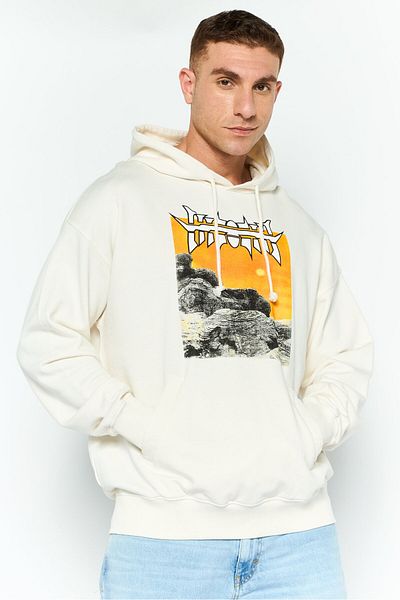 Diesel Men Hooded Graphic Print Long Sleeve Sweatshirt, Off White
