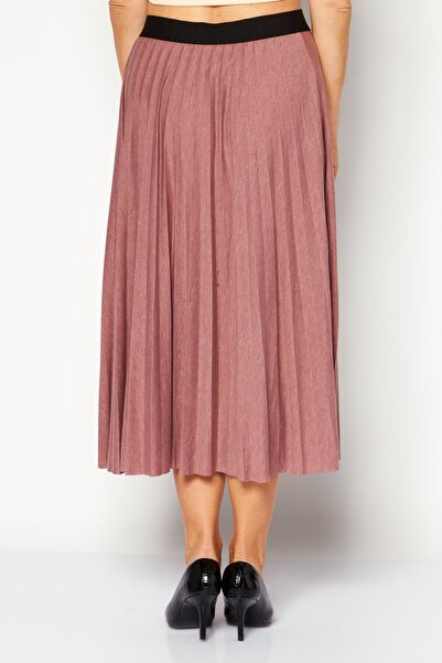 Esprit Women Plain Casual Pleated Skirt, Mauve