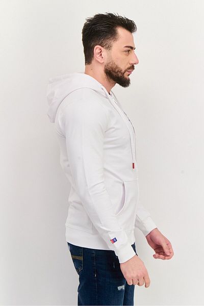 Hurley Men Hooded Long Sleeve Graphic Print Sweatshirt, White Combo