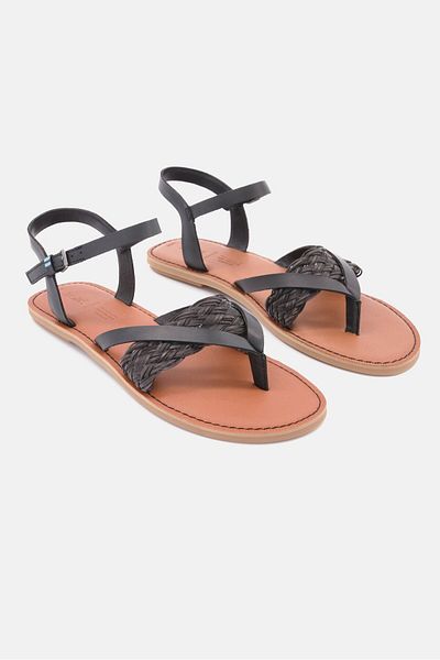 Toms Women Adjustable Buckle Lexie Flat Sandal, Black