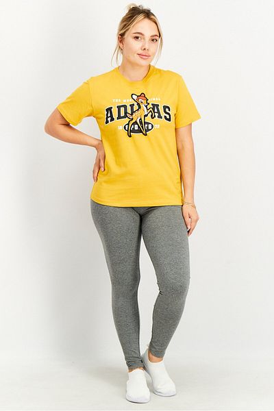 adidas Women Sportwear Short Sleeve Training T shirt, Mustard Combo