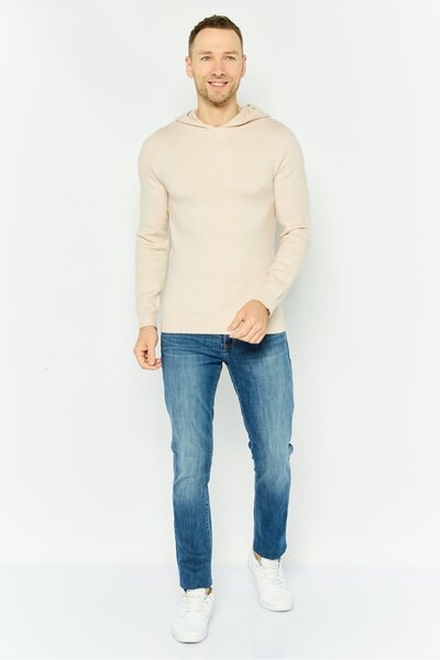 Threadbare Men Plain Long Sleeves Hoodies, Beige