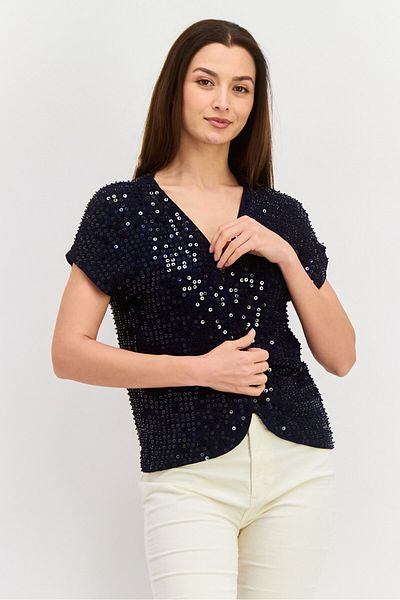 Hilfiger Denim Women Open Front Sleeveless Embellished Blazer, Navy