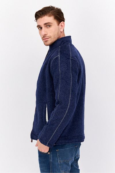 True Grit Men High Neck Heather Full Zip Sweatshirt, Blue