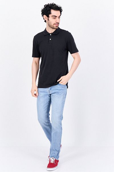 GAP Men Regular Fit Solid Short Sleeves Polo Shirt, Black
