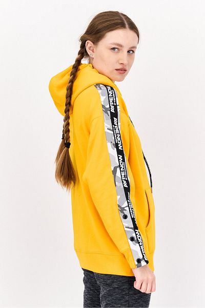 Aape By A Bathing Ape Women Brand Logo Long Sleeve Hooded Sweatshirt, Yellow