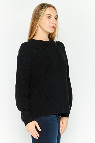 Hugo by Hugo Boss Women Crew Neck Knitted Sweater, Black