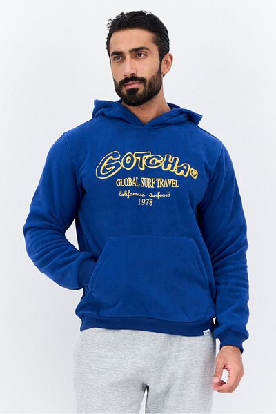 Gotcha Men Hooded Embroidered Long Sleeves Sweatshirt, Blue Combo