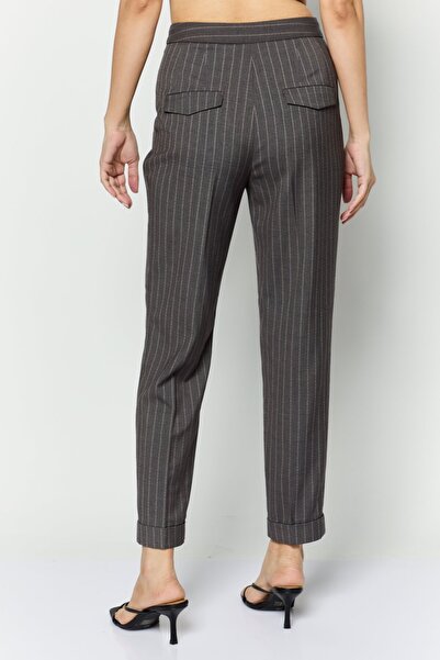 Esprit Women Regular Fit Stripe Dress Pants, Grey