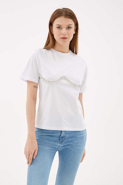 Fashion Friends Tricou cu detalii de piatră albă