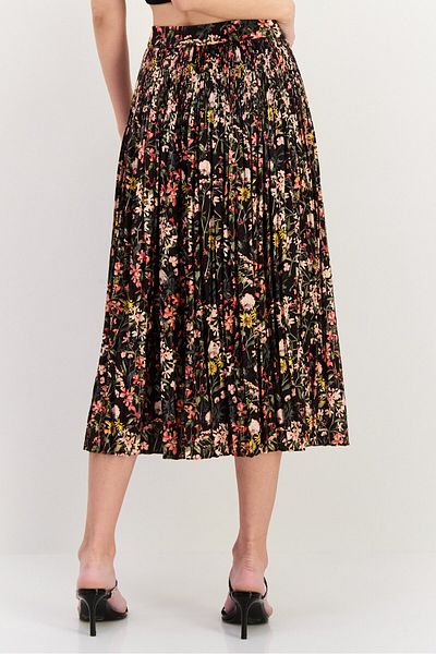 Scotch & Soda Women Floral Printed Basic Midi Skirt, Black Combo