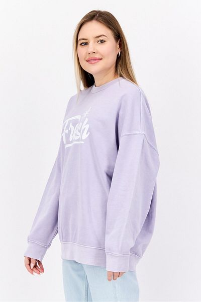 Levi's Women Crew Neck Long Sleeves Graphic Print Sweatshirt, Lavender