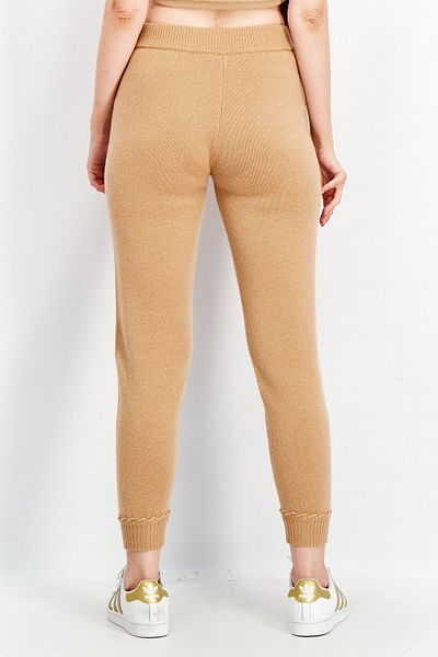 THEORY Women Petite Regular Fit Kitted Jogger Pants, Camel