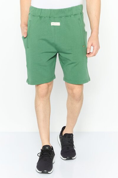Tribe of 6 Men Sportswear Fit Brand Logo Outdoor Shorts, Green
