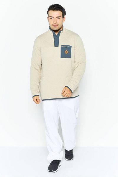 Hurley Men High Neck Quilted Long Sleeves Sweatshirt, Light Beige