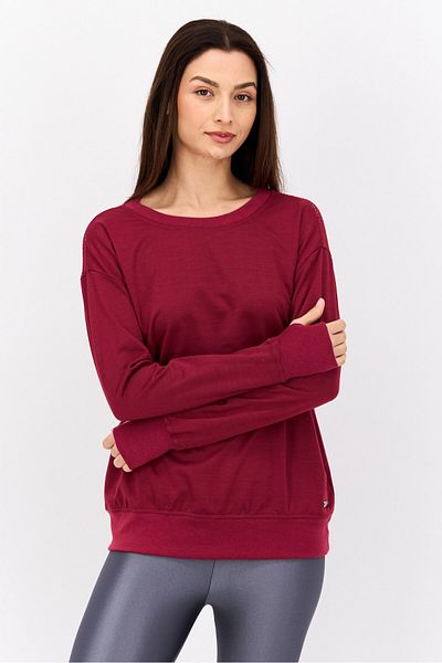 Nine West Women Sportswear Fit Long Sleeve Training Sweatshirt, Red
