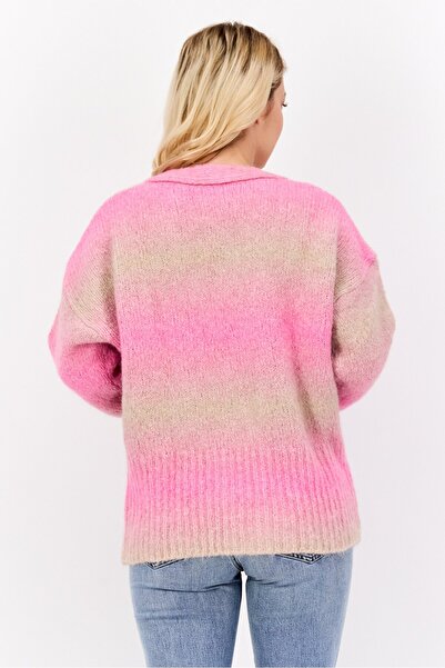Hugo Boss Women V Neck Ombre Pattern Sweaters, Pink