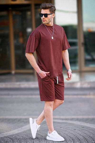 Madmext Bitter Brown Basic Men's Shorts Set 6377