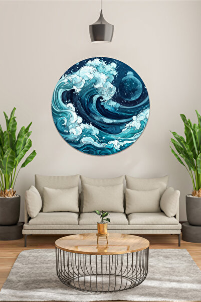 KOSS Dijital Autocolant rotund cu valuri de mare și apus de soare - Decor de ...