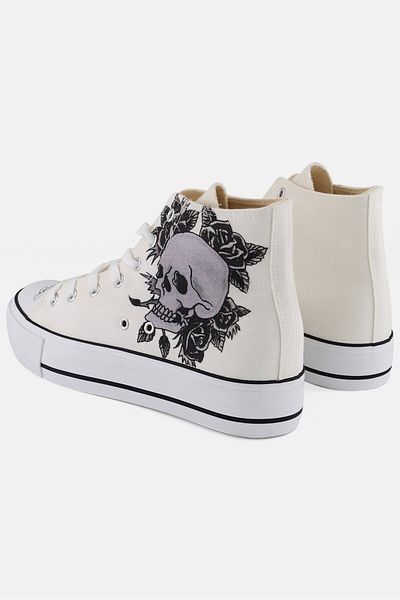 Ed Hardy Women Lace Up Casual Shoes, Off White