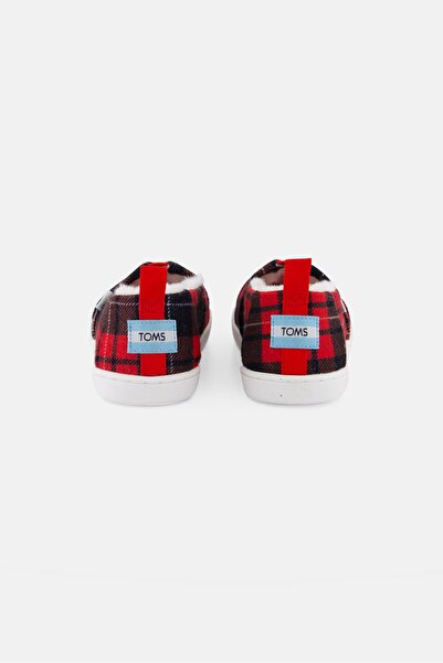 Toms Kids Girl Checkered Slip On Shoes, Red
