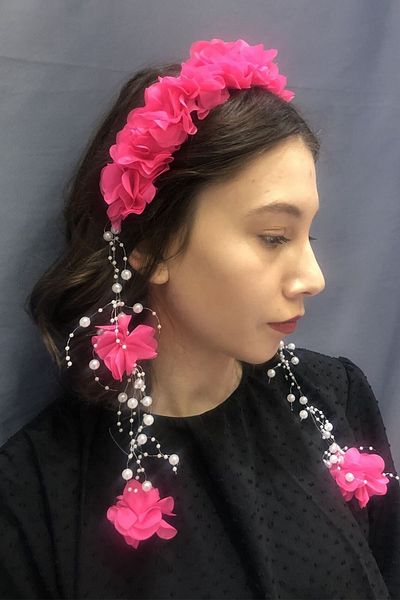 Hayalperest boncuk Fuchsia Laser Floral Crown