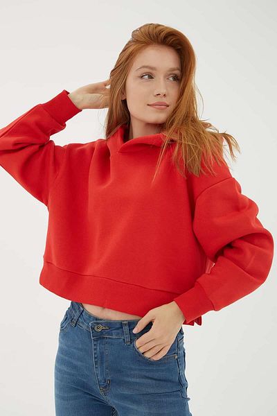 Fashion Friends Hooded Crop Sweat Red