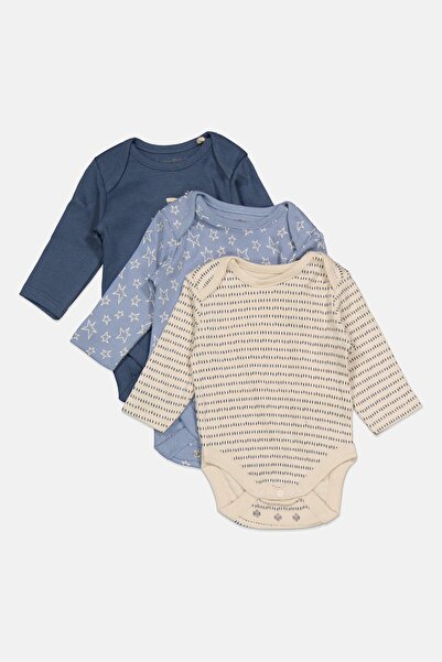 Home Grown Baby بدلة جسم مطبوعة مكونة من 3 قطع للأولاد الصغار، باللون الأزرق