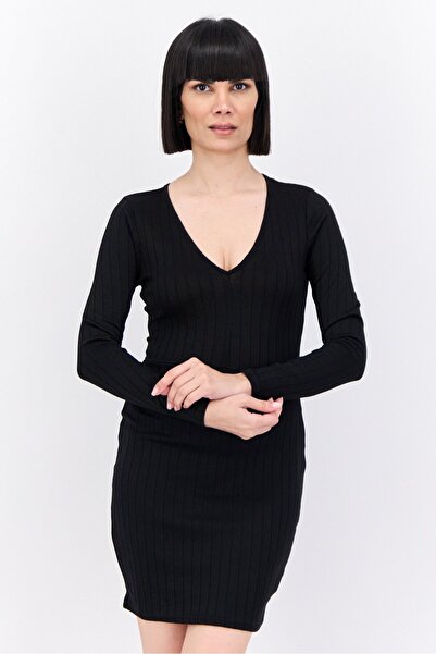 Brave Soul فستان قصير مضلع للنساء، أسود