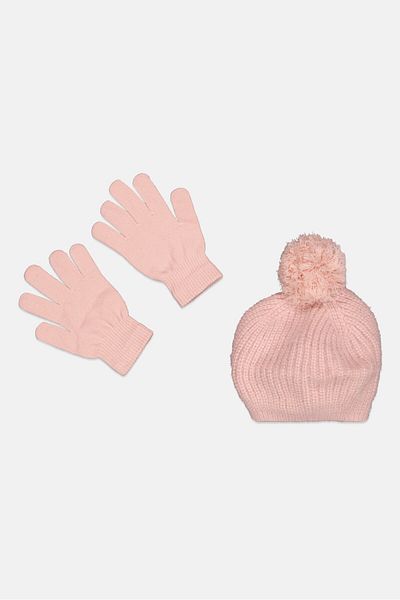 Laundry by Shelli Segal Women Textured Beanie With Gloves, Pink