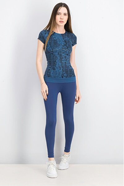 adidas Women Printed Short Sleeve Training T-shirt, Blue and White