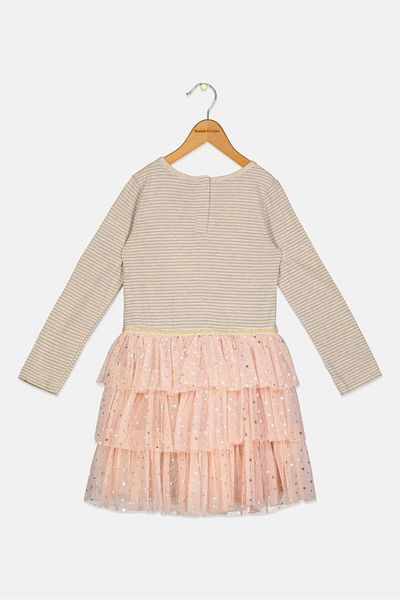 Miss Toddlers Girl Embroidered Dress, Grey