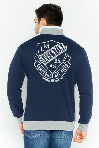 La Martina Men Mock Neck Long Sleeve Embroidered Sweatshirts, Navy Blue Combo