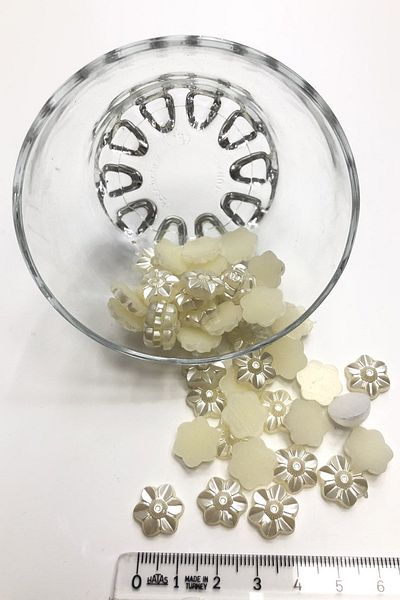 Hayalperest boncuk Κρέμα Flower Half Pearl Beads Πλαστικό
