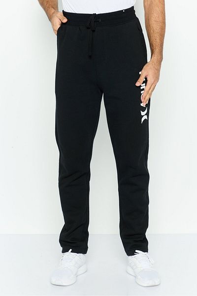 Hurley Men Regular Fit Drawstring Brand Logo Sweatpants, Black