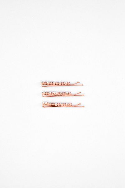Goody 3 Pieces Rhines Stone Hair Clip, Rose Gold