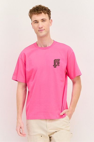 Esprit Men Crew Neck Short Sleeves Graphic Print T-shirt, Pink