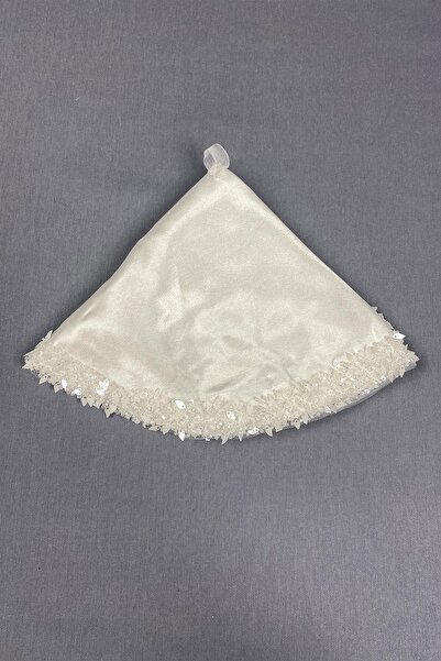 Hayalperest boncuk Ekru Saten Boncuk İşlemeli Halay Mendili