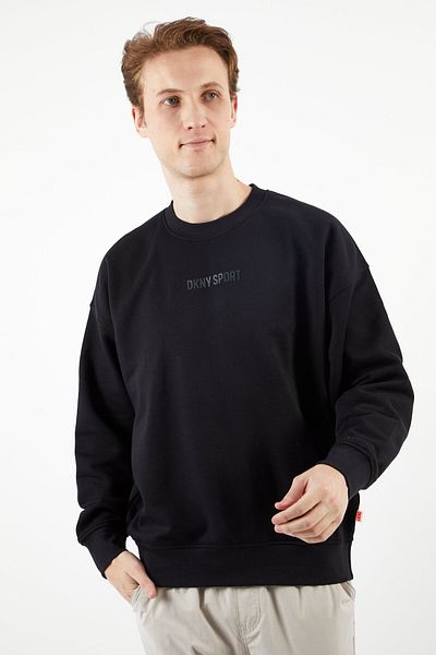 DKNY Sport Men Sportswear Fit Brand Logo Training Sweatshirt, Black