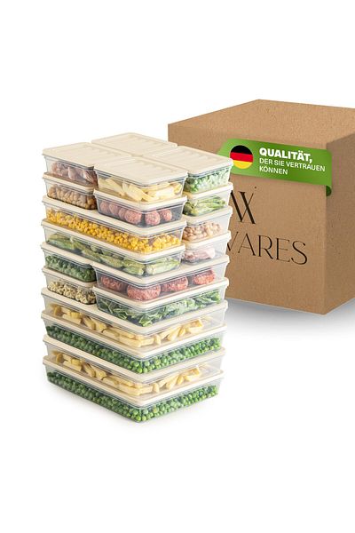 Viwares Stapelbare Frischhaltedosen 20er Set, Gefrierfach & Kühlschrank Organizer mit Deckel