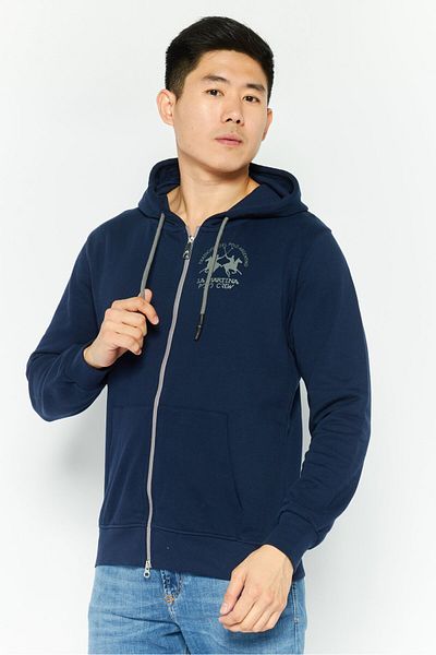 La Martina Men Hoodie Long Sleeve Brand Logo Sweatshirt, Navy Blue