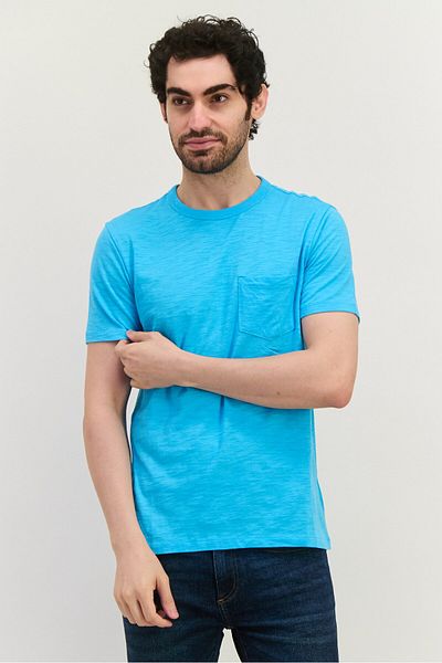 GAP Men Crew Neck Short Sleeves Plain T-Shirt, Blue
