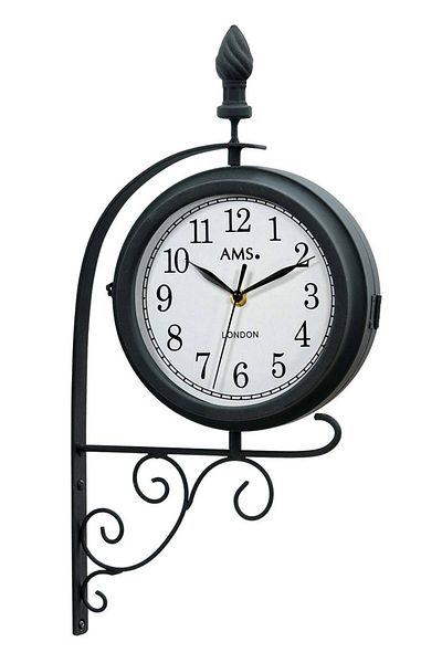 AMS Wall Clock 9433, Quartz, White, Analogue, Modern