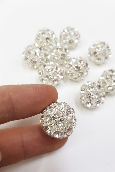 Hayalperest boncuk Minge detaliată cu piatră argintie de 18 mm