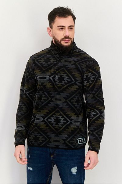 Hurley Men Mock Neck Allover Print Sweatshirt, Black Combo