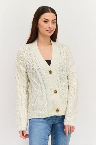 Dex Women Cable Knitted Cardigan, White