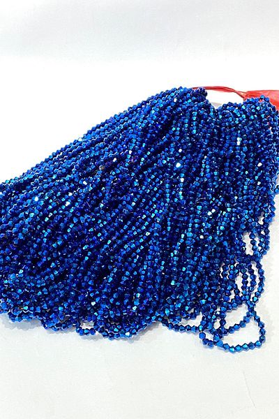Hayalperest boncuk Blue Plated Pyramid String Crystal Beads 4 mm