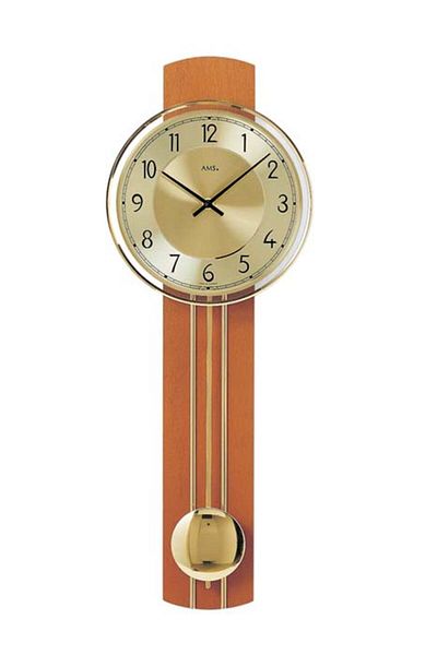 AMS Wall Clock 7115/9, Quartz, Gold, Analogue, Modern