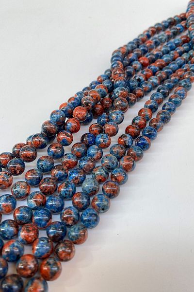 Hayalperest boncuk Dark Blue Patterned Ceyt Natural Stone Bead 8 mm