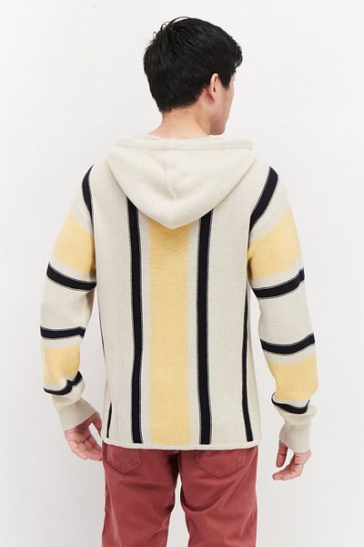 Perry Ellis Men Hooded Long Sleeve Textured Sweatshirt, Beige Combo